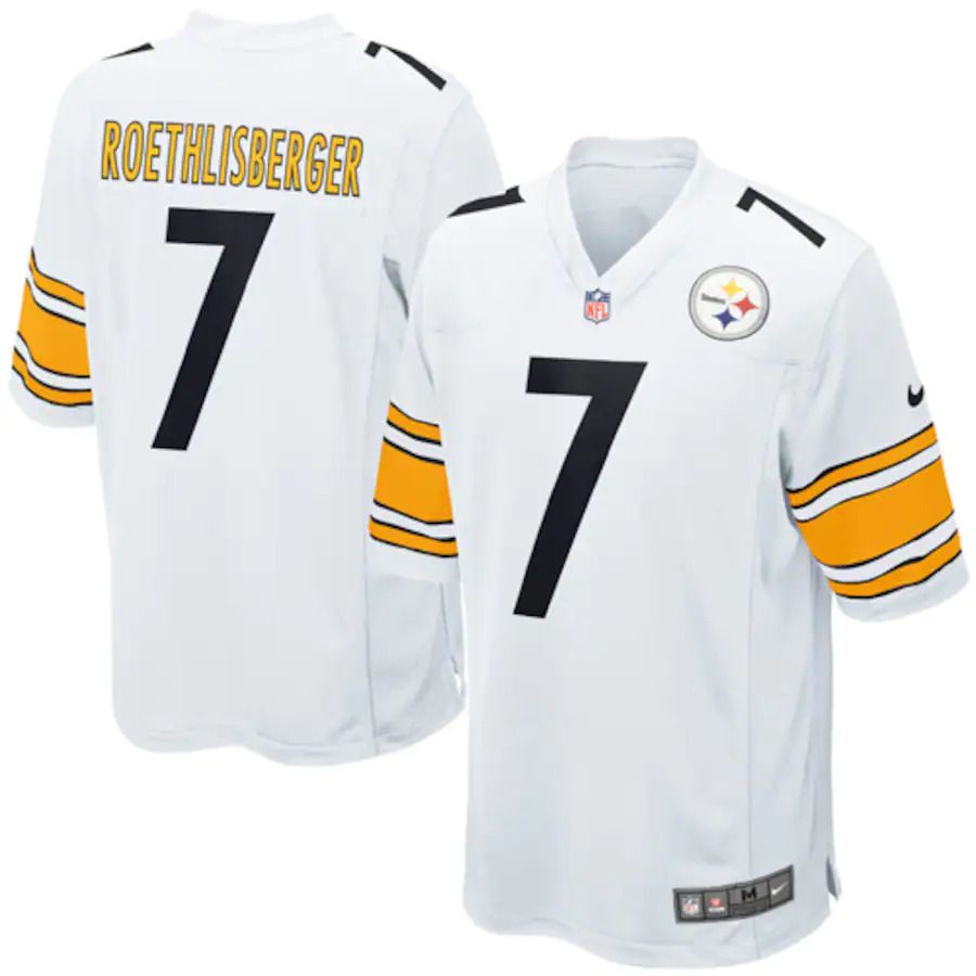 Men Pittsburgh Steelers #7 Ben Roethlisberger Nike White Game Team NFL Jersey